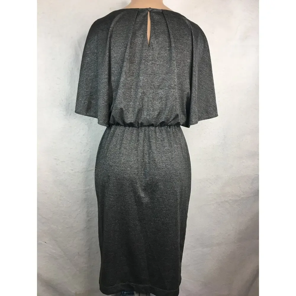 London Times Cape Sleeve Dress Mottled Gray Women's Size‎ 8